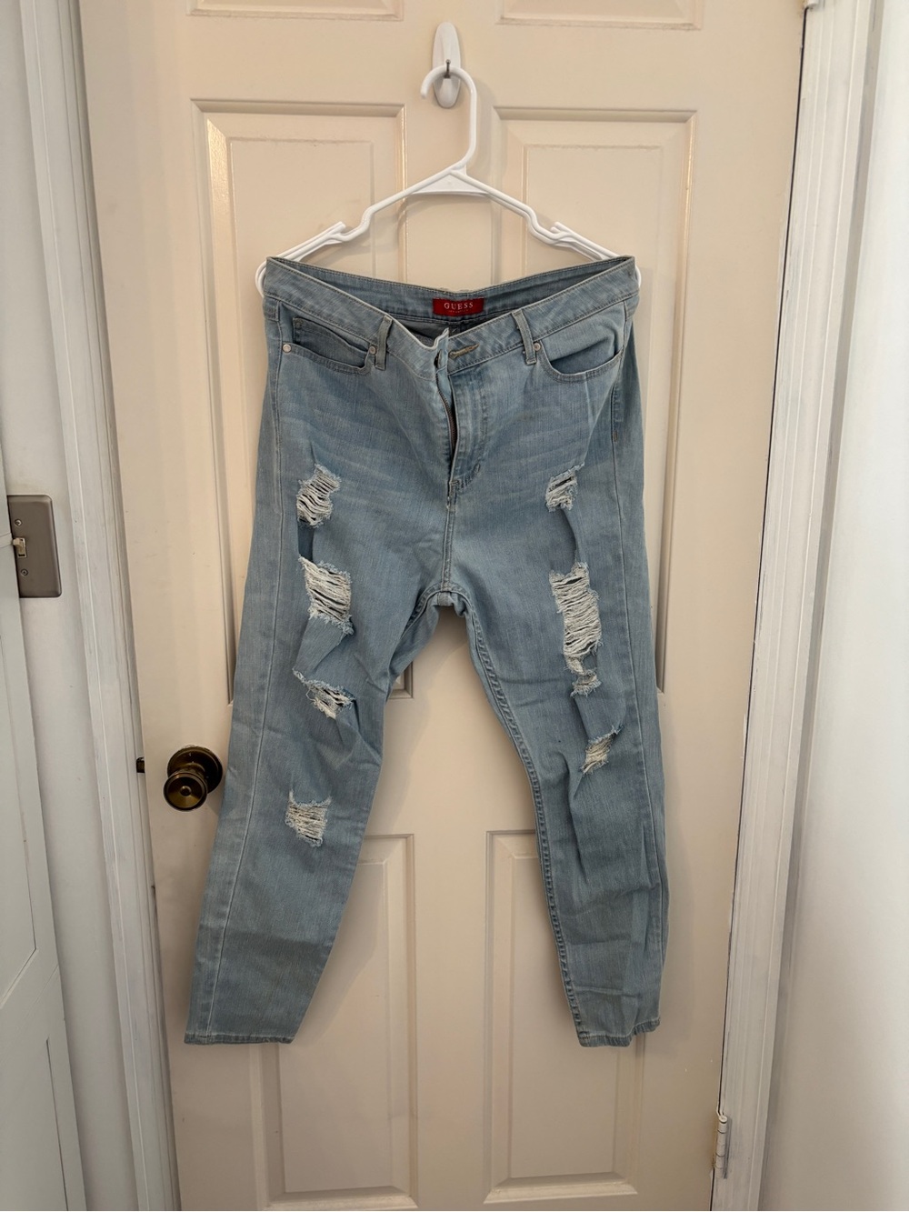 Guess Light Blue Distressed Skinny Jeans